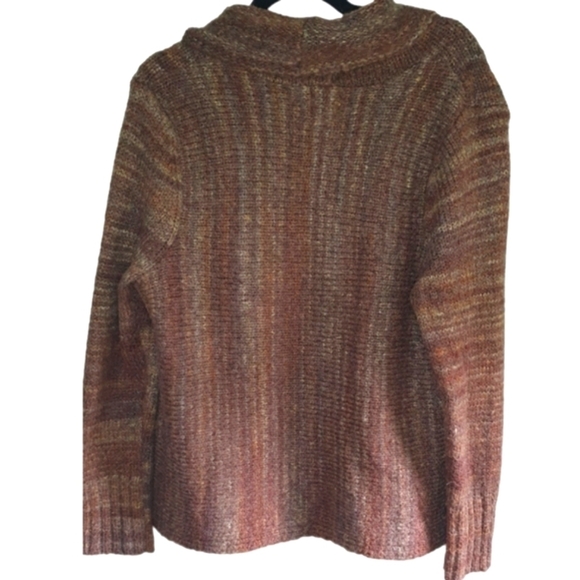 RUBY RD Open Front Chunky Cardigan Sweater Wool Blend Neutral Brown Womens Sz L - Picture 4 of 9